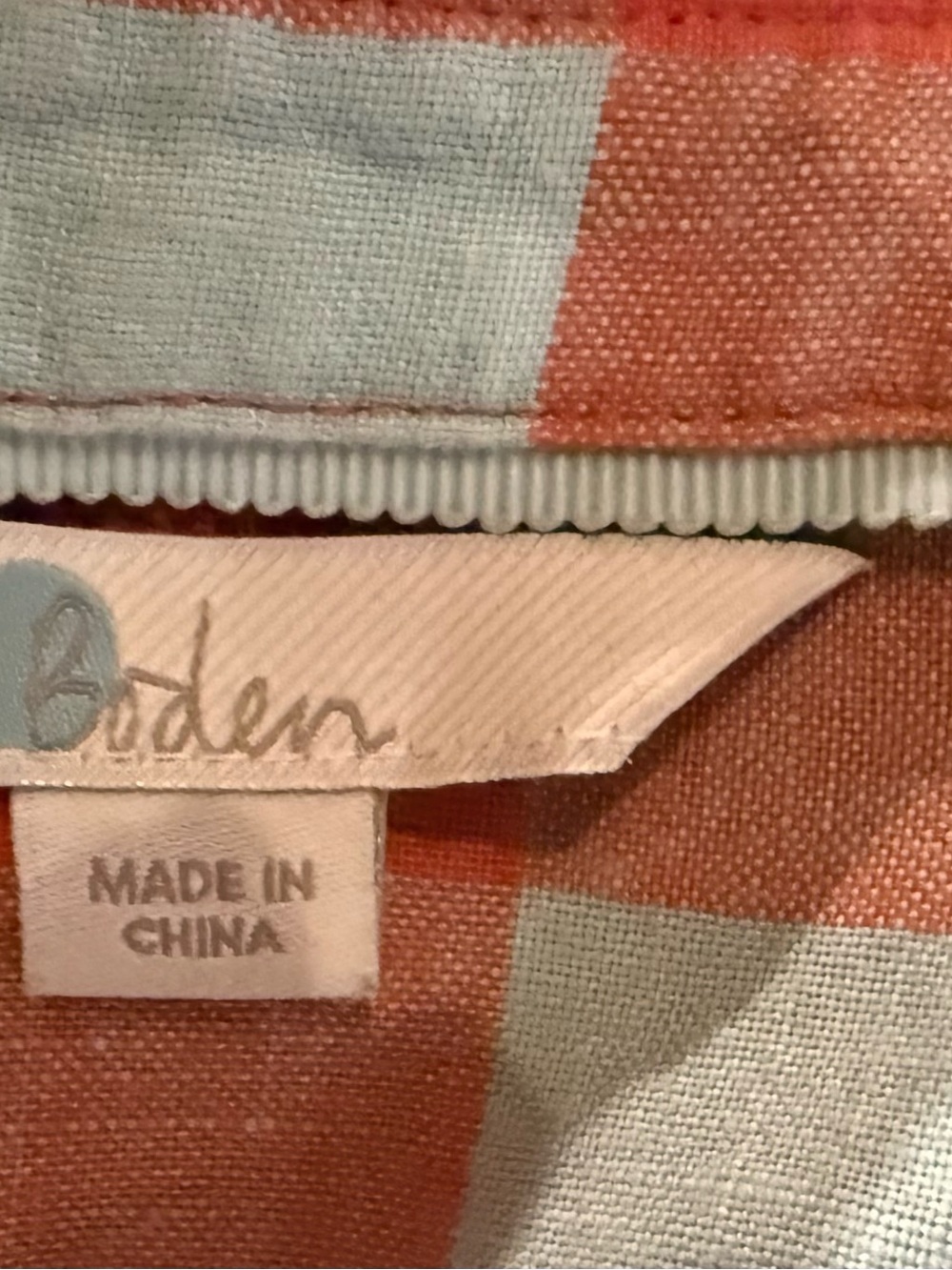 Boden checked orange and cream sleeveless midi dress, 10P - Picture 6 of 7